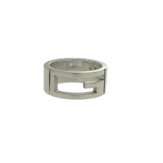 Gucci Branded G Cutout Silver Ring, Size 8, 925 Sterling Silver, 0408GUCCI