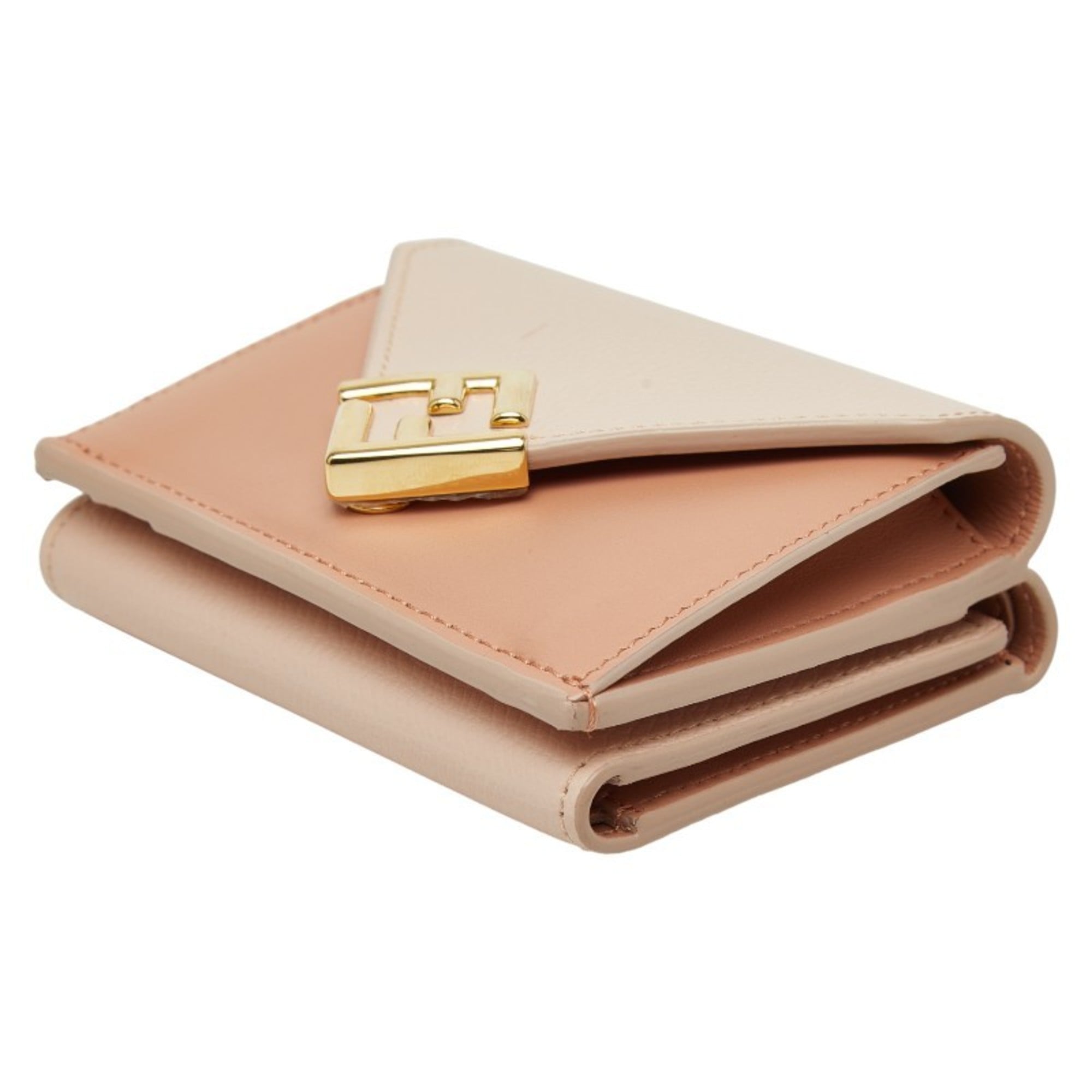 Fendi FF Diamond Tri-fold Wallet 8M0480 Pink Leather Women's FENDI