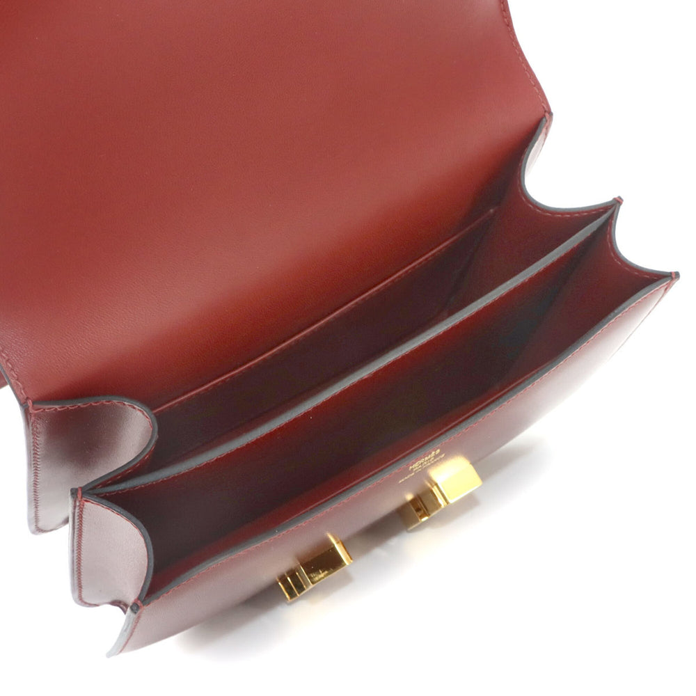 Hermes Constance 3 Mini 18 Shoulder Handbag, Box Calf Leather, Rouge H, Gold Hardware — Like New