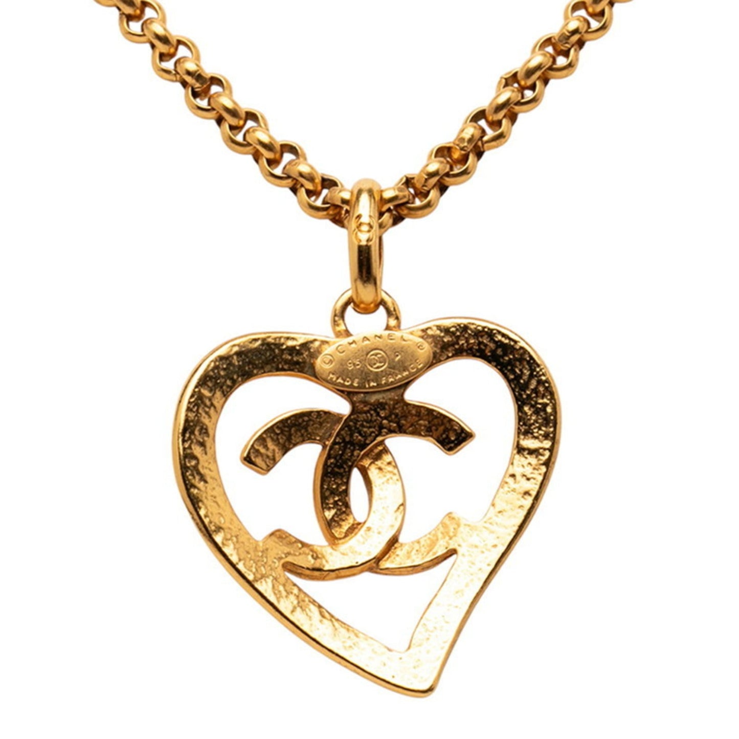 Vintage Chanel Coco Mark Heart Chain Pendant Necklace, Gold Plated, Women's