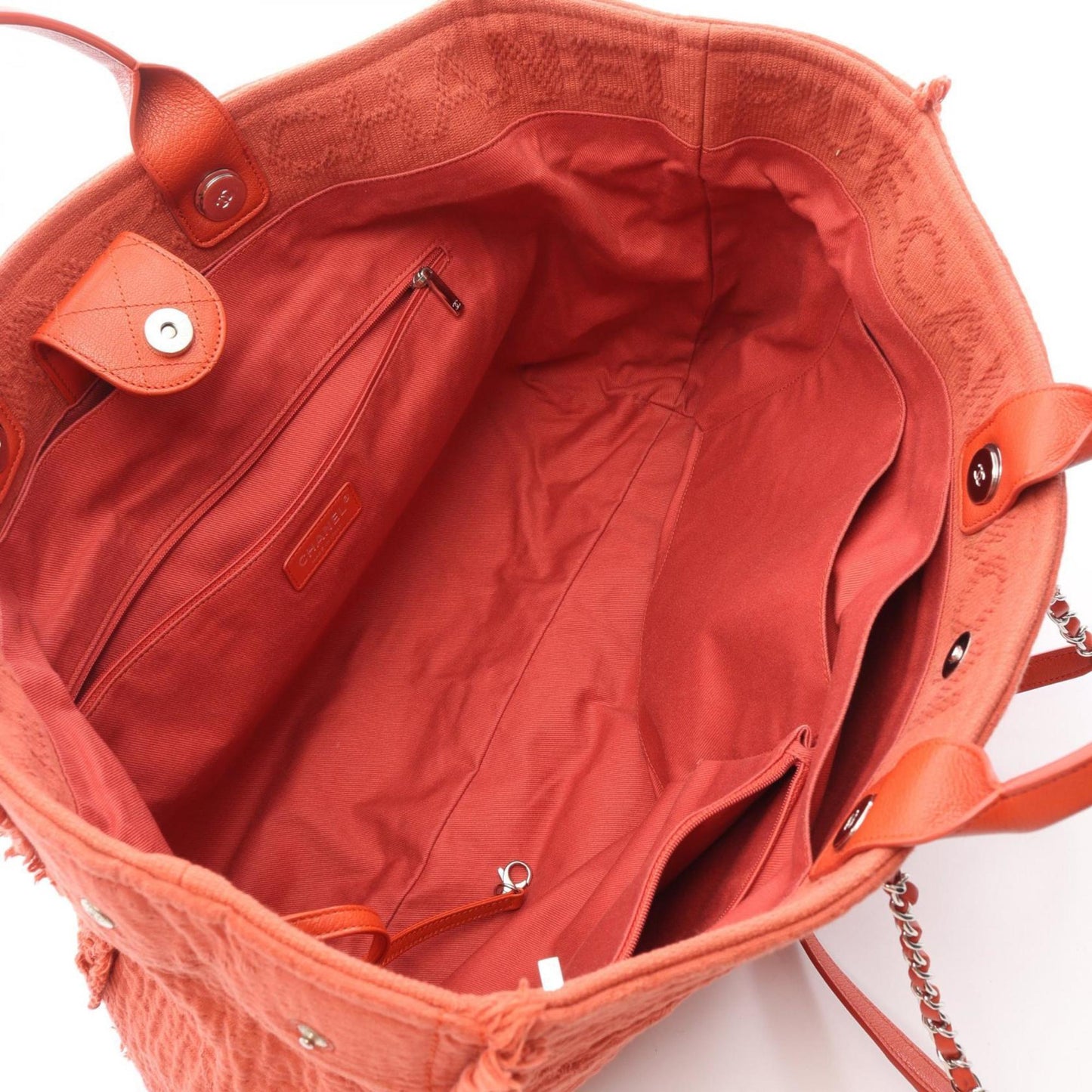 CHANEL Coco Mark Large Shopping Tote Bag, Leather and Fabric, Women's, Red