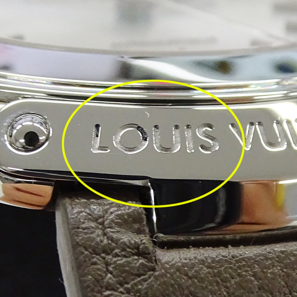 Louis Vuitton LOUIS VUITTON Men's Watch Brand Fifty Five Automatic AT Stainless Steel SS Leather Q6G20 Round Polished — Good