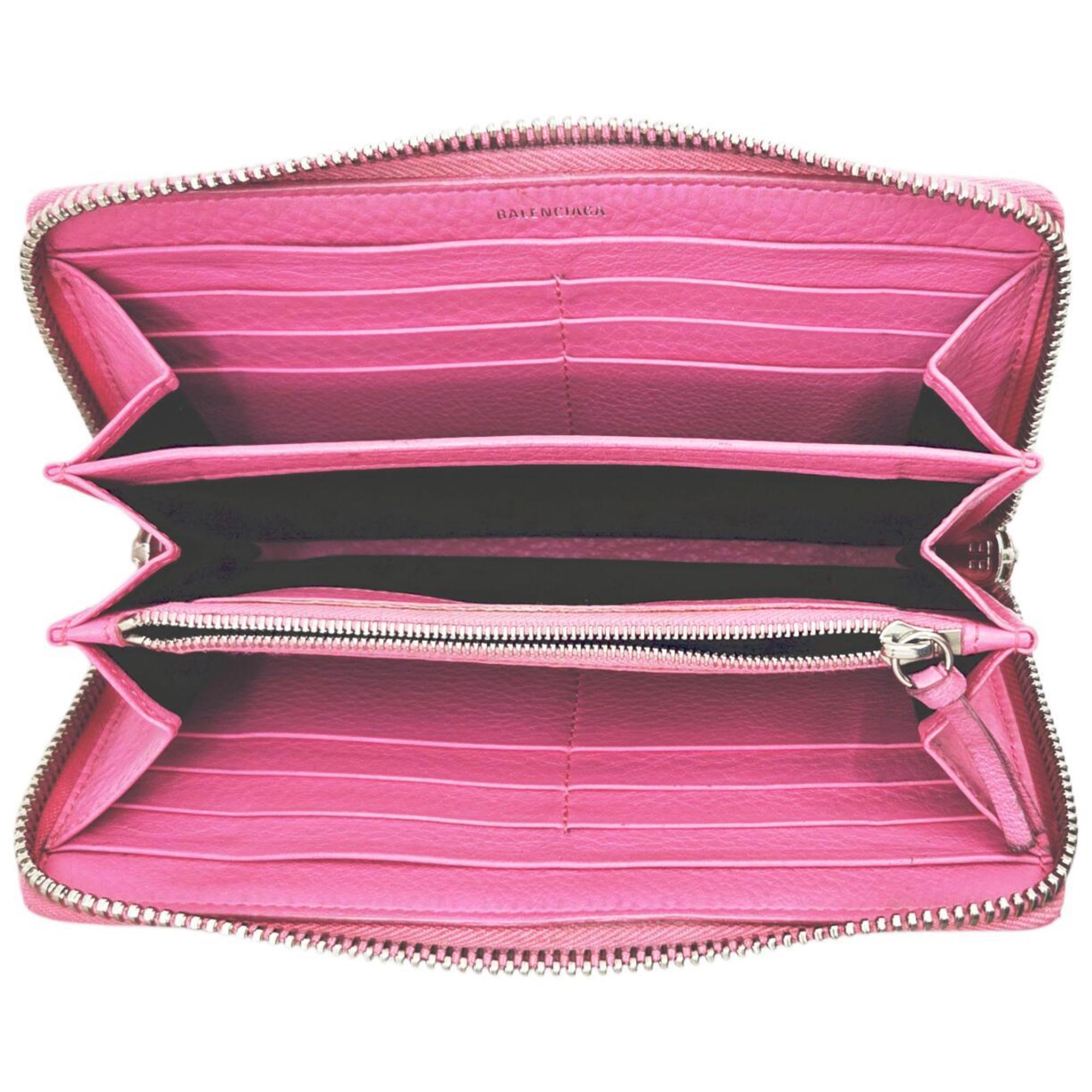 BALENCIAGA Paper Money Leather Large Wallet, Pink, 381226, Round, for Men and Women
