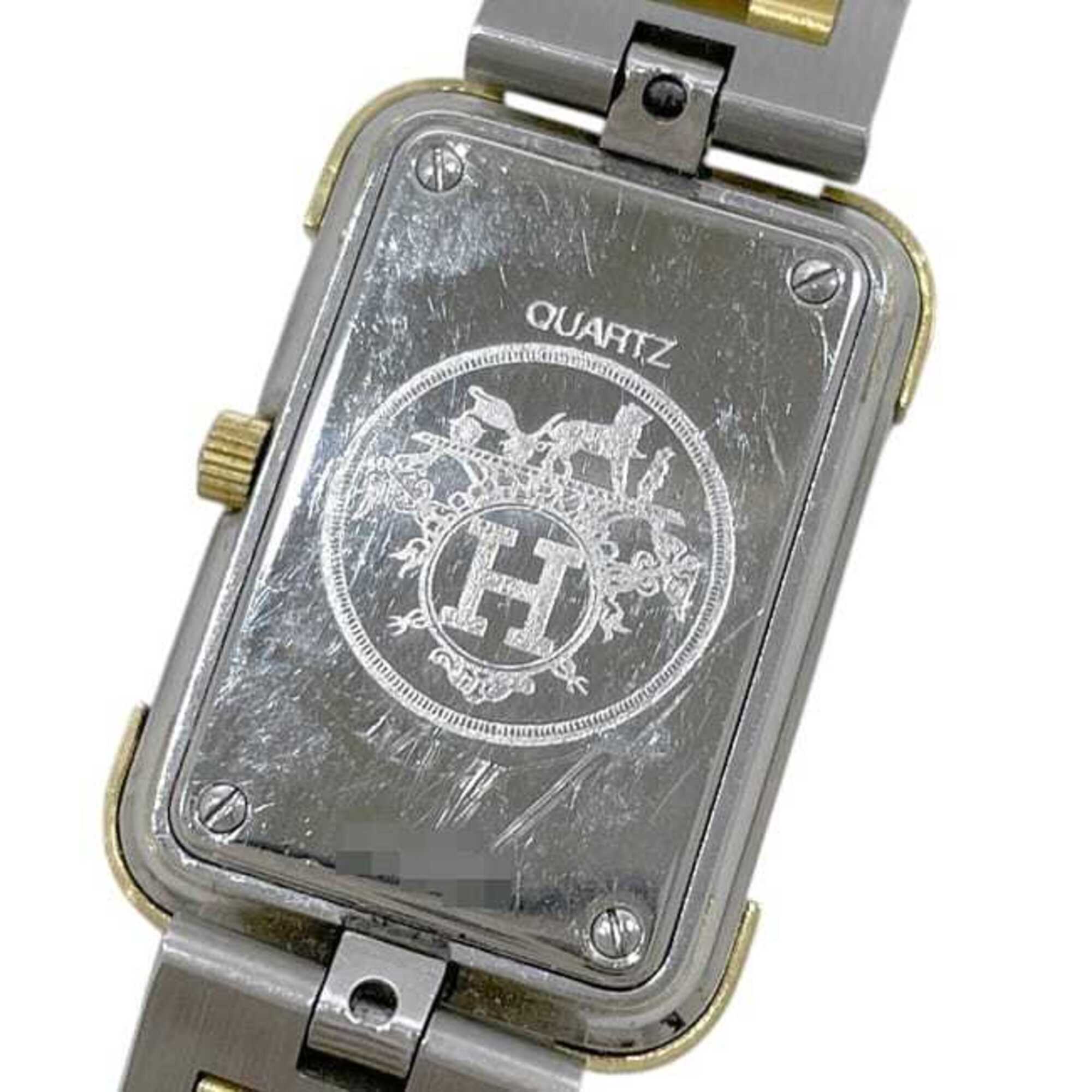 Hermes watch, Croisière, white, silver, gold, CR1.240 battery-operated, stainless steel, quartz movement — Good