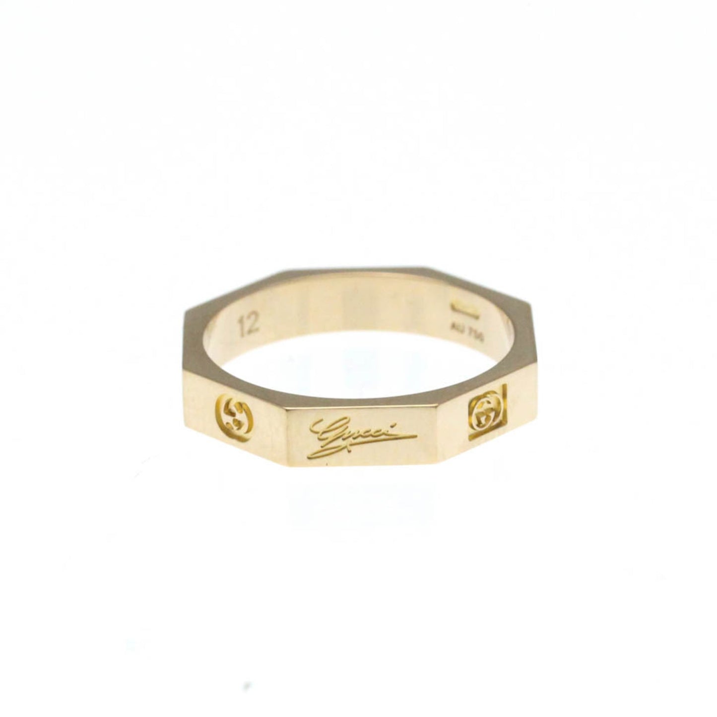 Gucci Octagonal Ring Pink Gold (18K) Fashion No Stone Band Ring Pink Gold