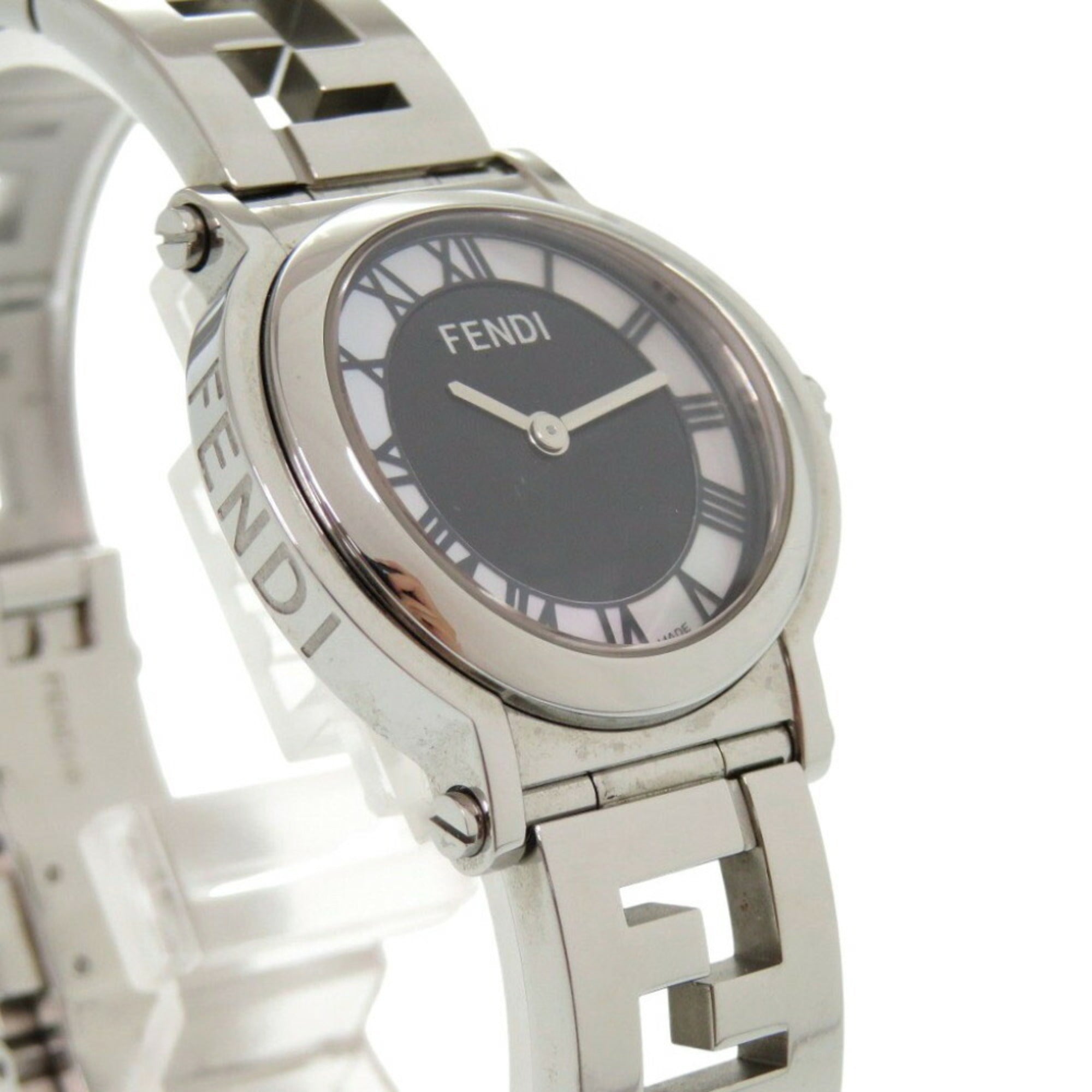Fendi 6100L Caredro Shell Stainless Steel Black Quartz Watch with Dial 0556FENDI — Good