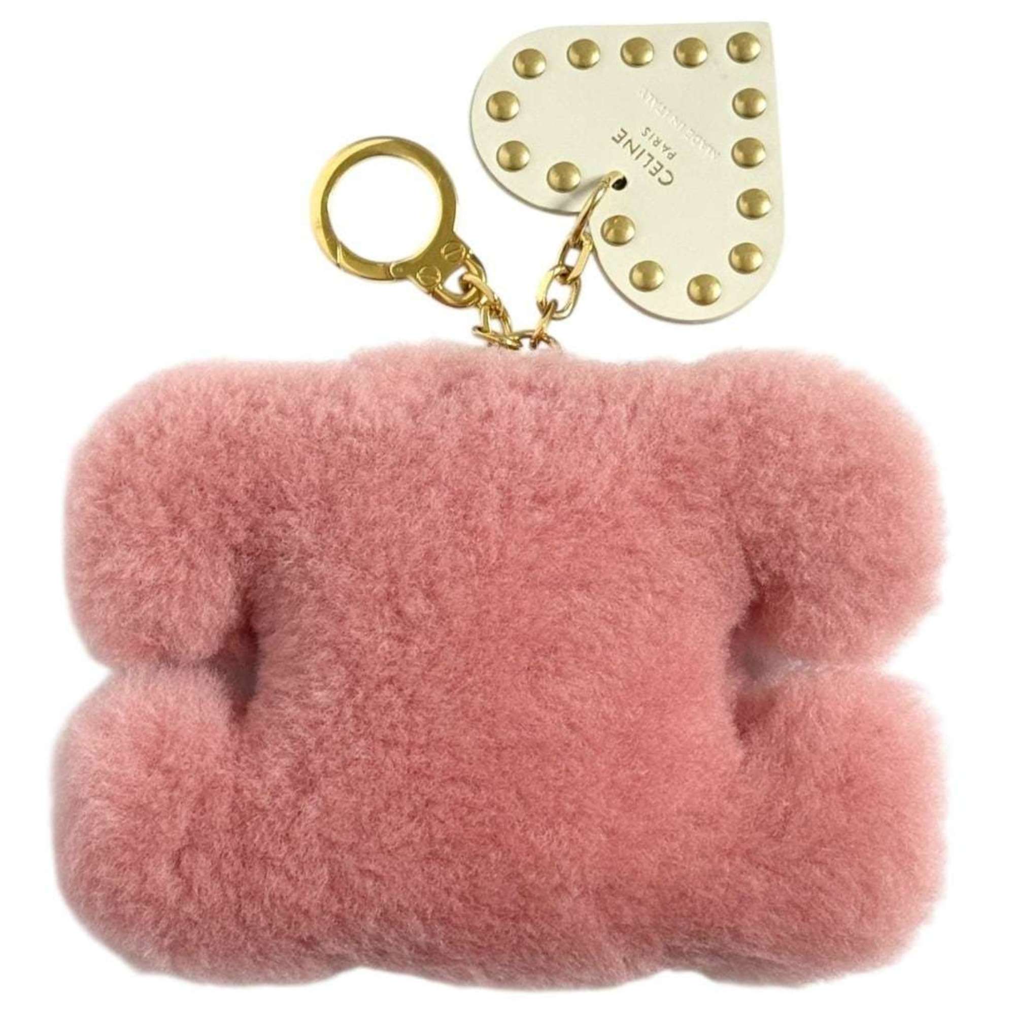Celine Women's Triomphe Pom-Pom Bag Charm in Pink