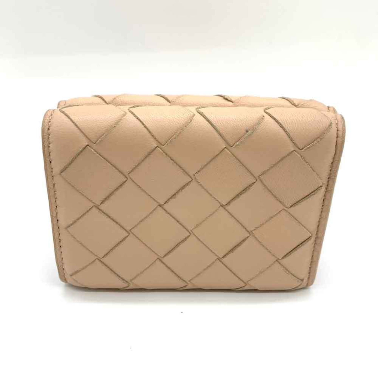 Bottega Veneta Tri-fold Wallet Intrecciato Beige Leather Compact Women's 635561 BOTTEGA VENETA
