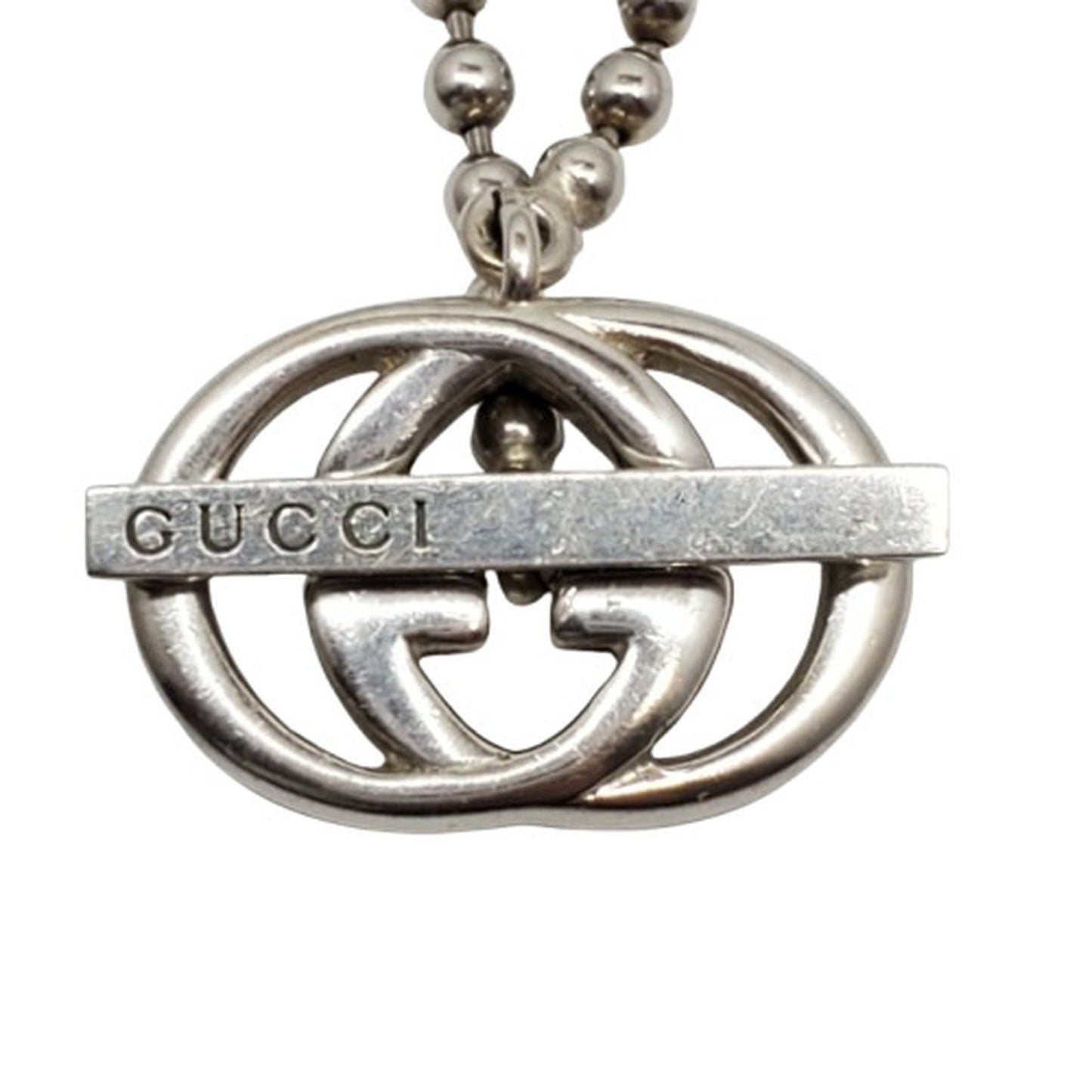 GUCCI Gucci Pole Chain GG Necklace Sv925 Men's Women's Silver Bar Kaizuka Store