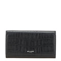 Saint Laurent Crocodile Embossed Long Wallet Black Leather Women's SAINT LAURENT