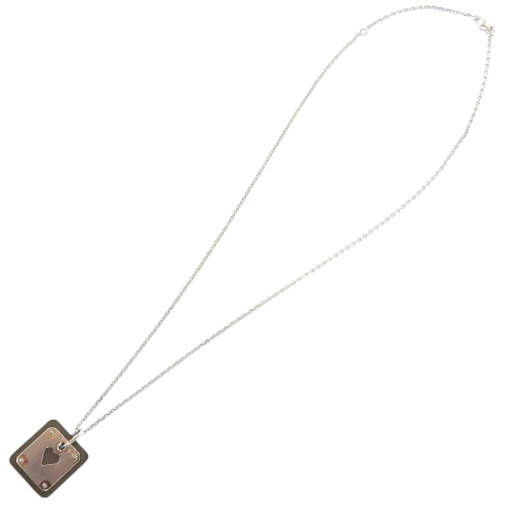Hermes Like new Hermès Asde Coeur Ace of Hearts leather and metal brown necklace with Z markings, model 1006 — Like New