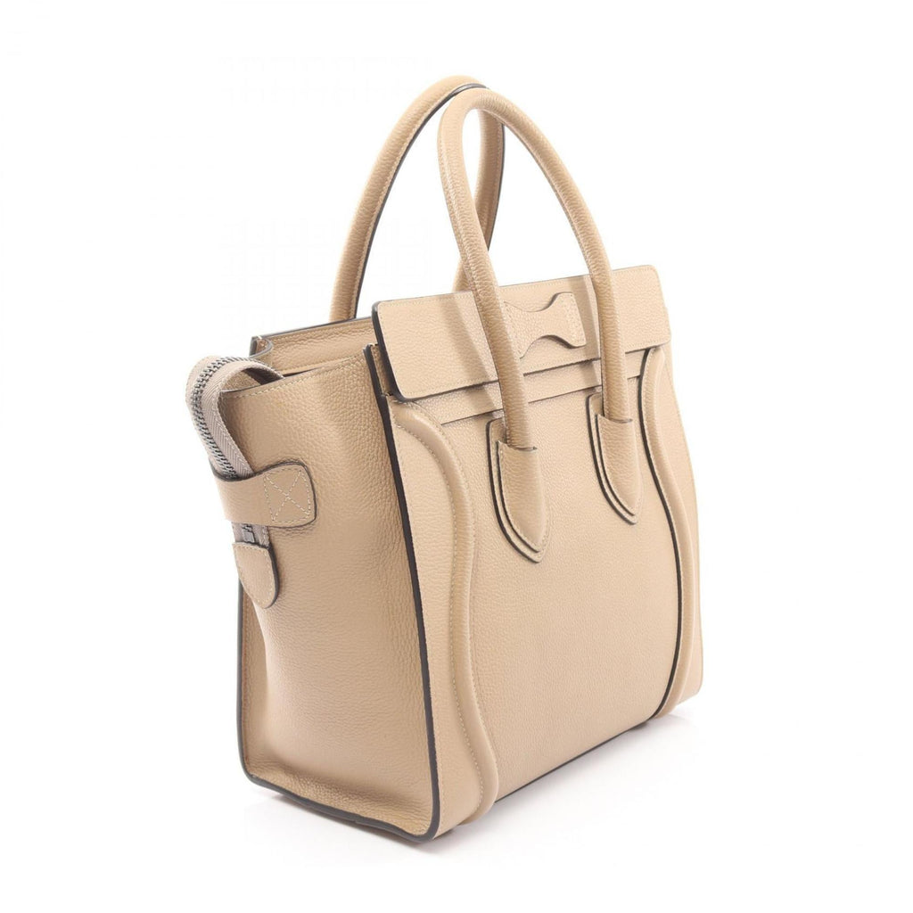 Celine Luggage Micro Shopper Handbag, Leather, Women's, Beige, 189793