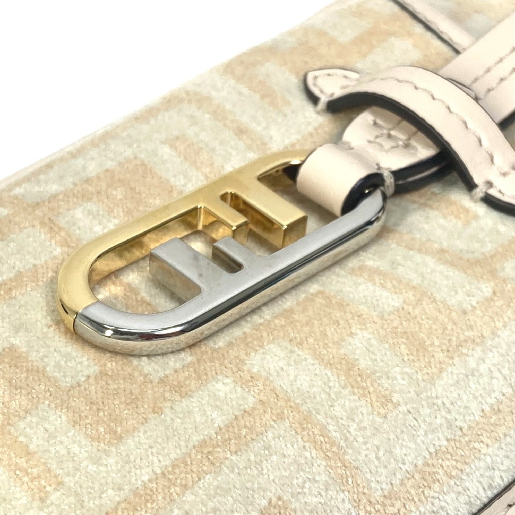 Fendi 7AS131 Smartphone case Orlock Shoulder Bag Crossbody Pouch Beige — Like New