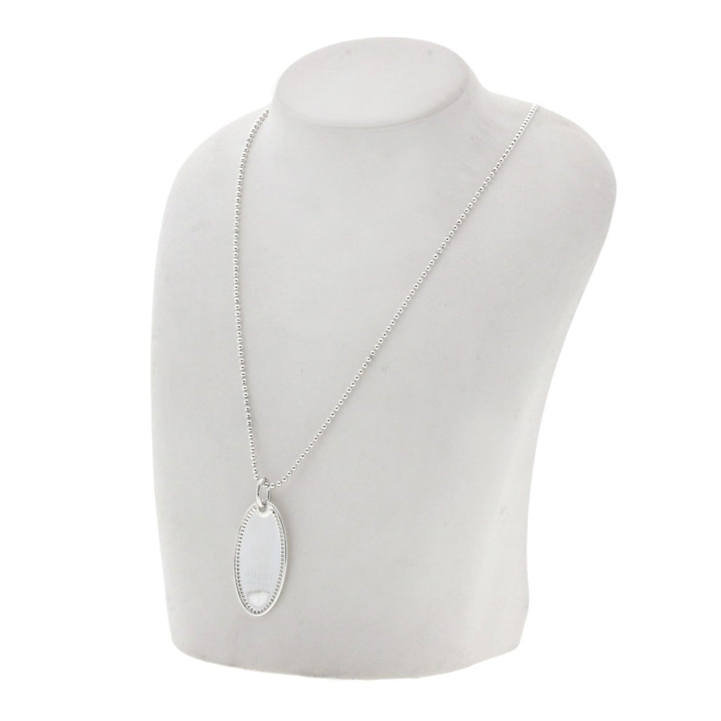 GUCCI Plate Necklace Silver Women's