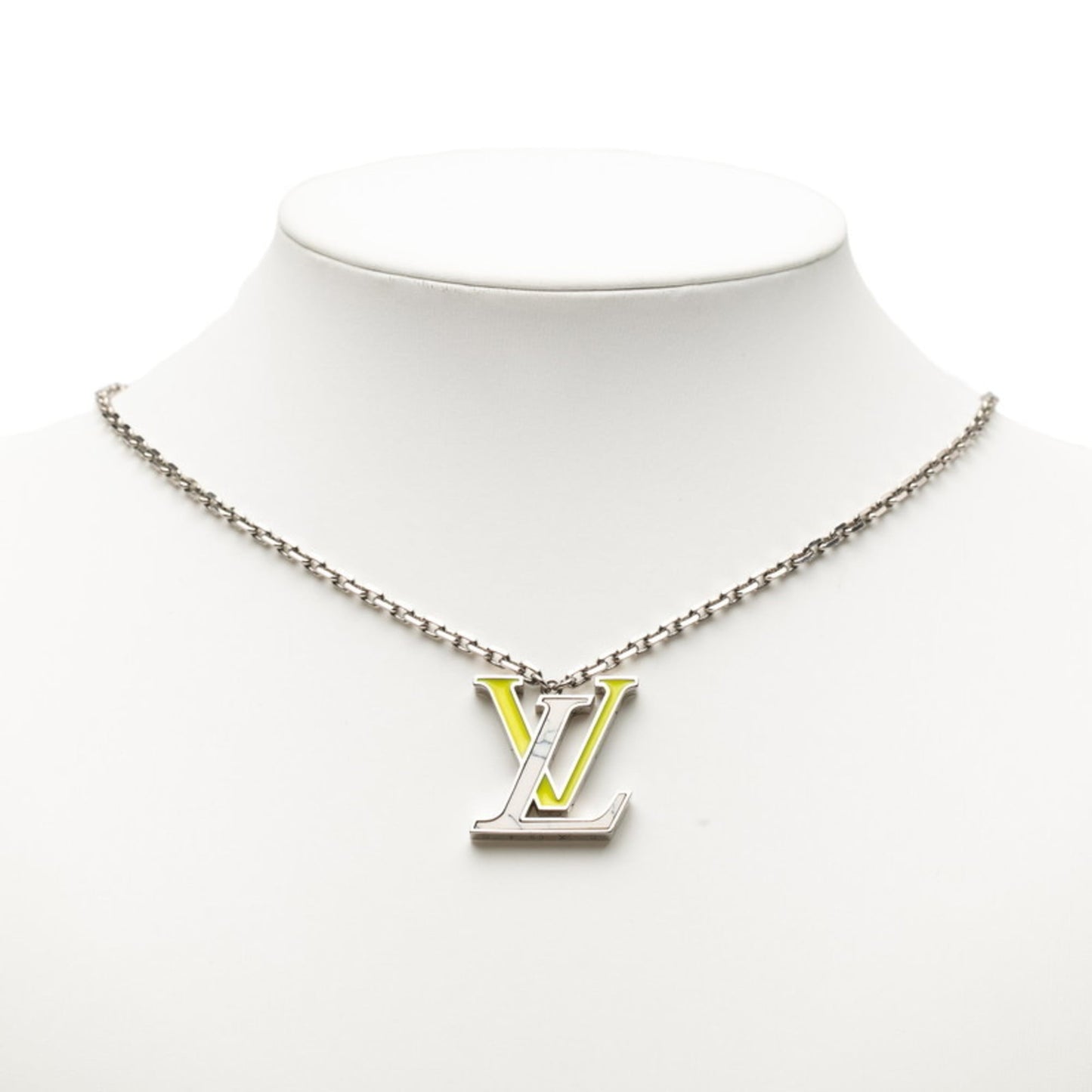 Louis Vuitton Pendant LV Colors Chain Long Necklace M00526 Silver Yellow White Metal Women's LOUIS VUITTON
