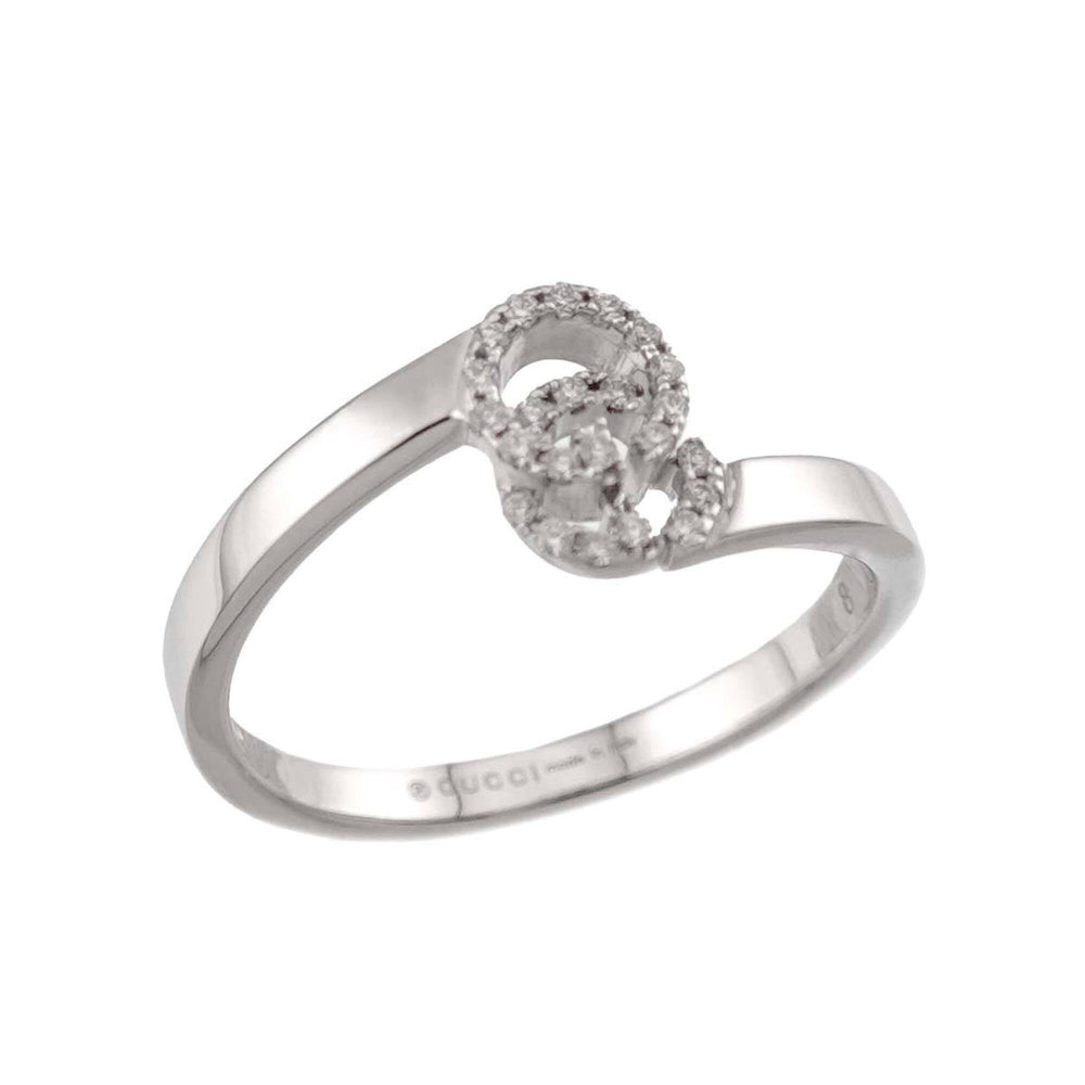 Gucci GG Running Diamond Ring #8 18K WG White Gold 750 — Like New