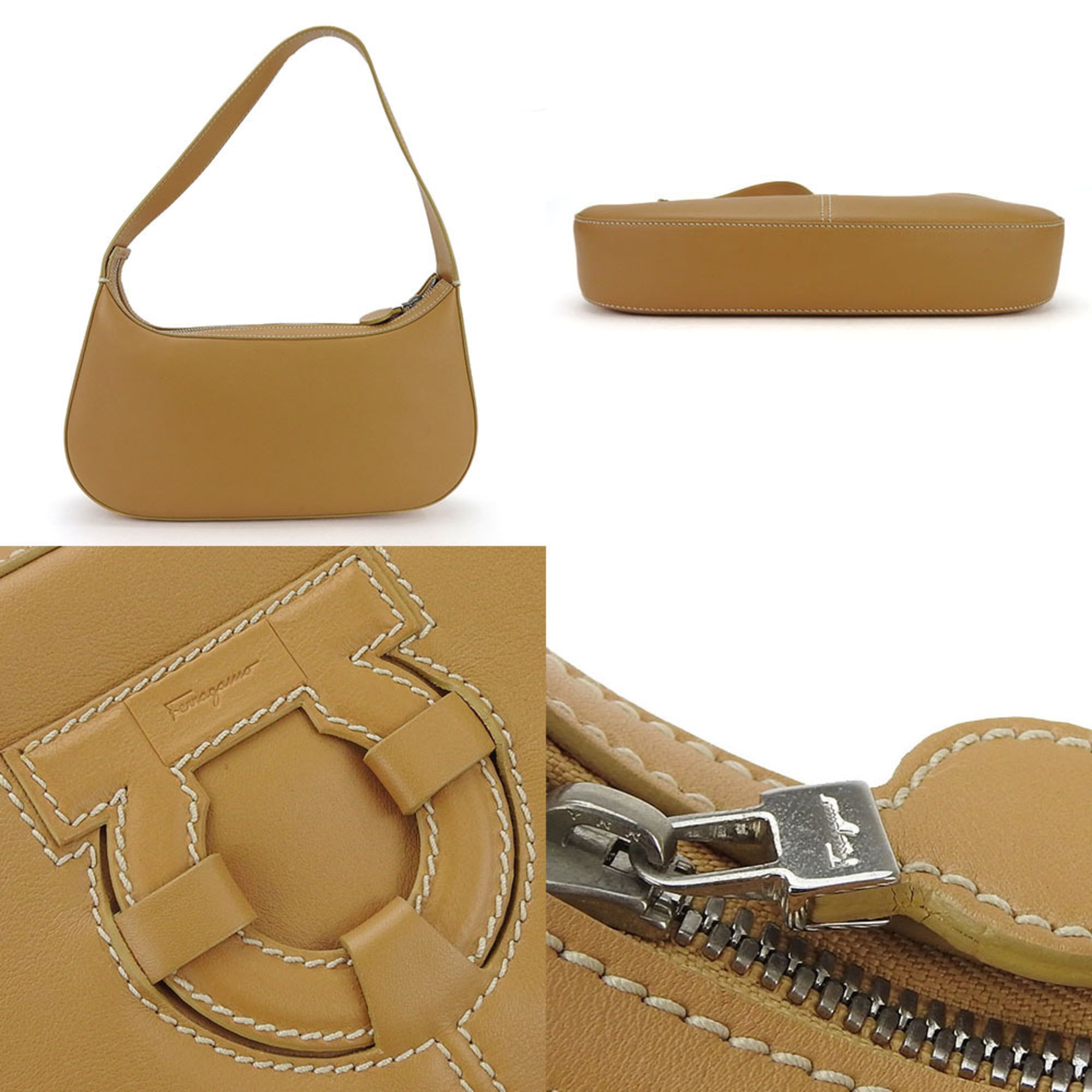 Salvatore Ferragamo one shoulder bag DH-21 4380 Gancini leather camel chic ladies