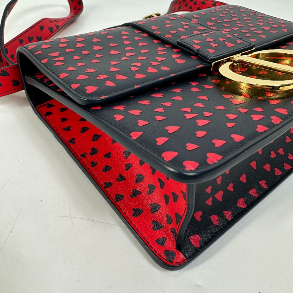 Christian CHRISTIAN DIOR heart Logo Crossbody Shoulder Bag Black Red — Like New