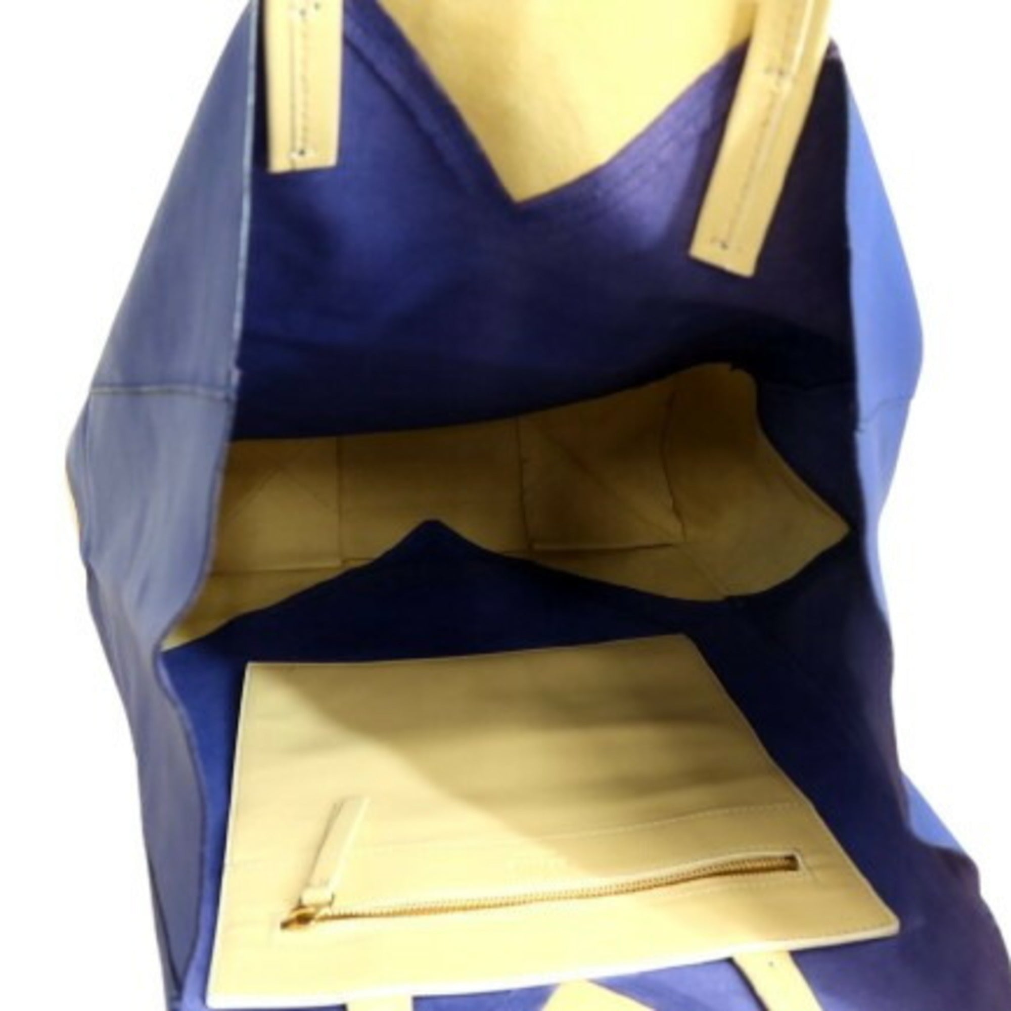 CELINE Tote Bag Horizontal Cabas - Cream Yellow Blue Calf Leather Men's Women's — Like New