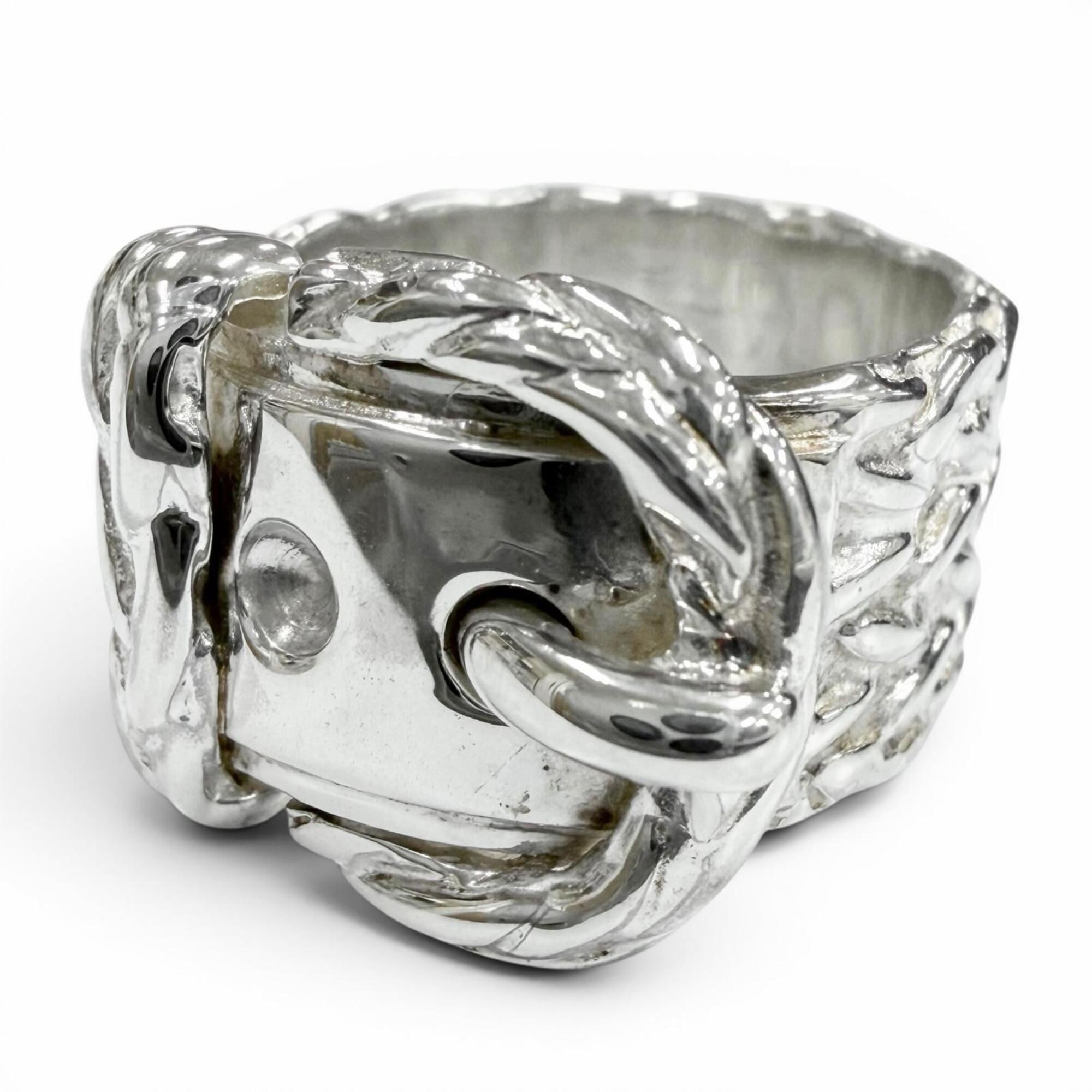 HERMES Vintage Diane 925 Ring, Silver, Weight 11.41g, Men's/Women's Accessory — Like New