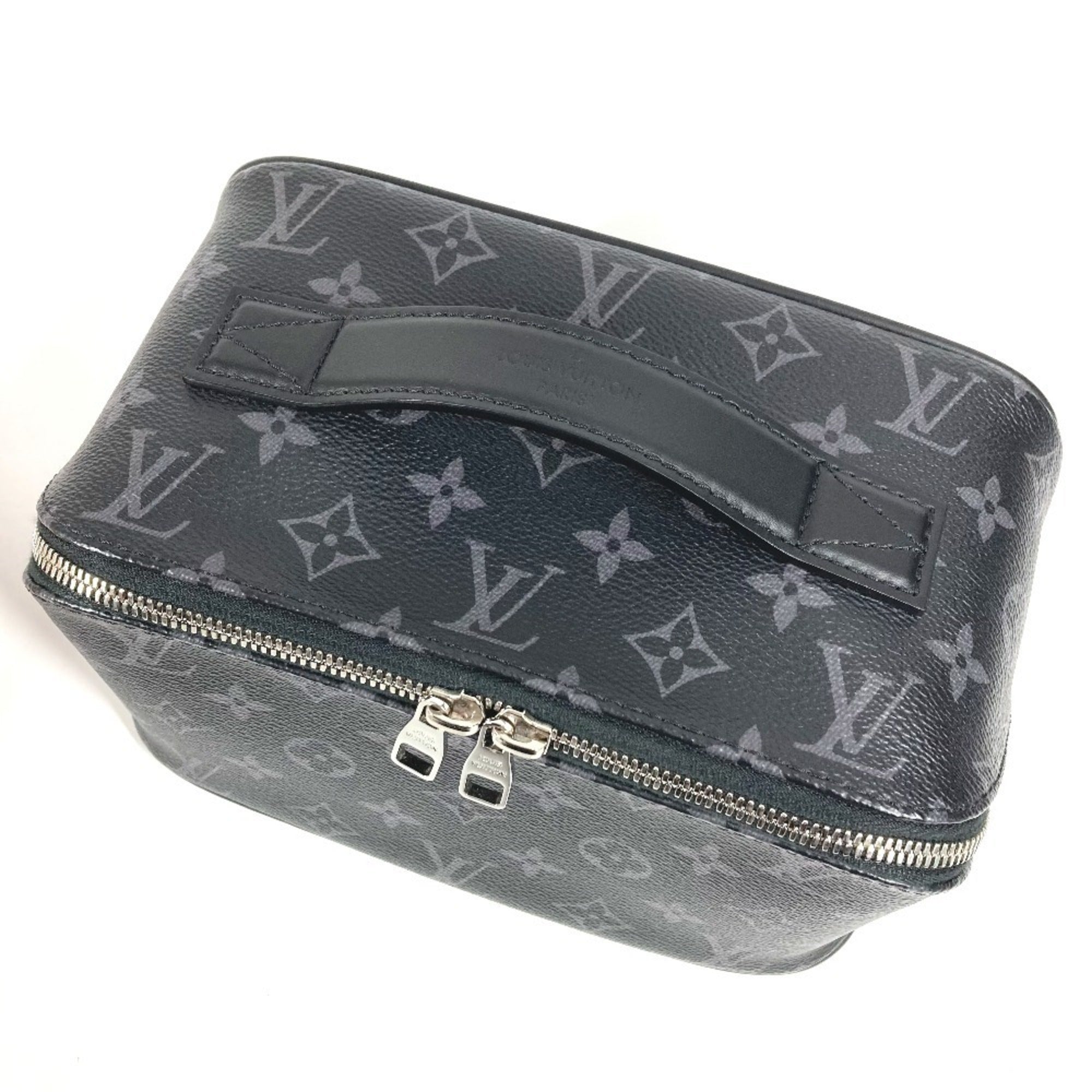 LOUIS VUITTON M11508 Monogram Eclipse Toiletry Bag, Pouch, Second Clutch Handbag, Canvas, Men's, Black — Like New