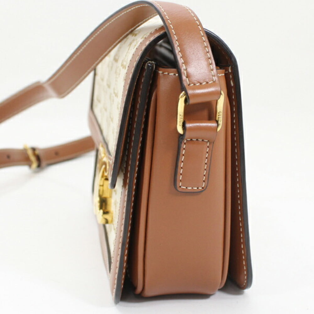 Celine Shoulder Bag Teen Triomphe White 188882BZ4.01BC CELINE Calf Leather Women's — Like New