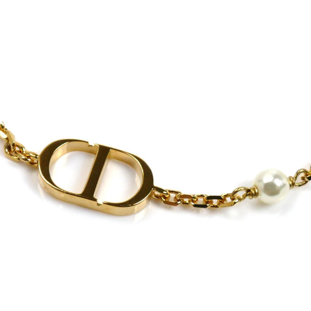 Christian Dior Petit CD Bracelet (Metal/Resin Pearl) B1310PTCRS_D301, Size 16.5-19cm, Women's, Pre-owned, Excellent Condition