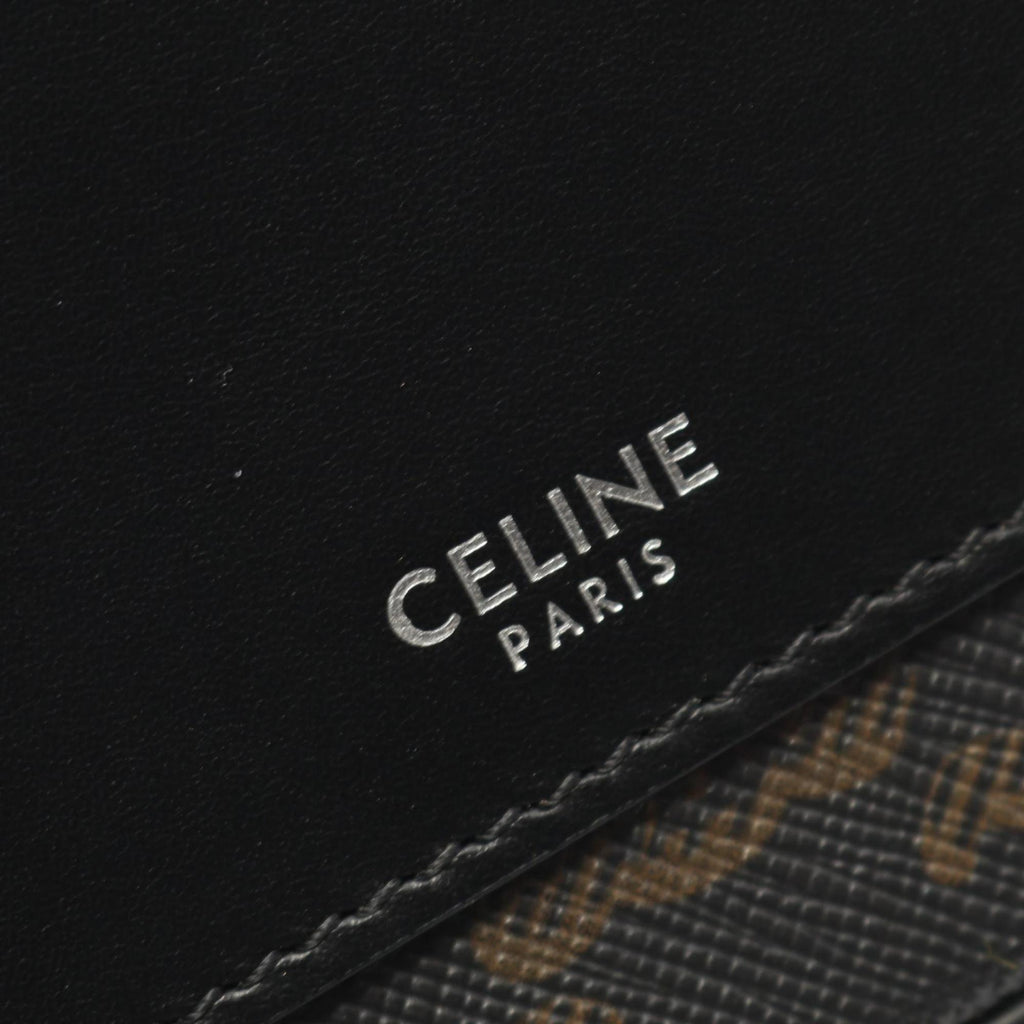 Celine Triomphe shoulder bag in coated canvas and leather, men's, black brown, 114902EVJ