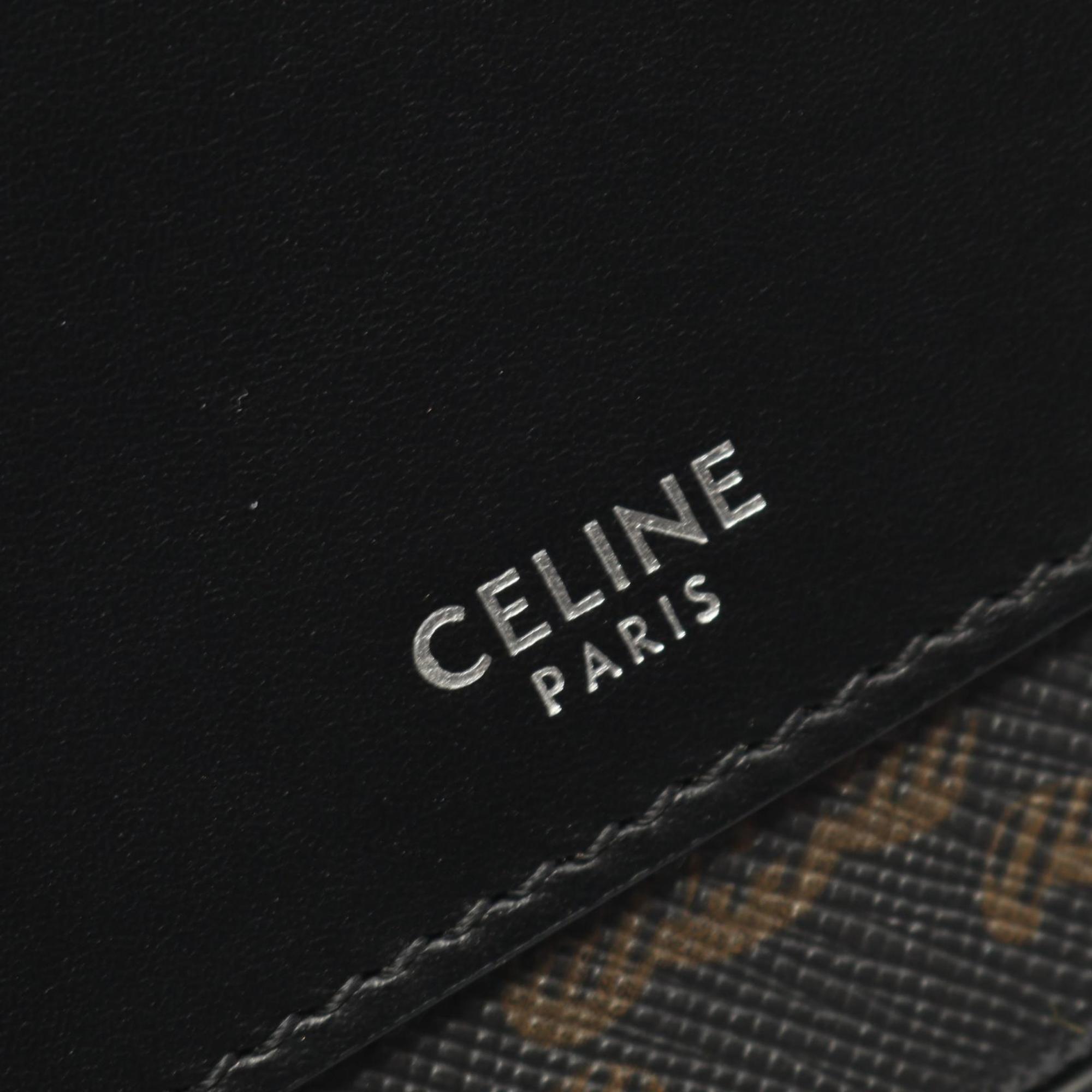 Celine Triomphe shoulder bag in coated canvas and leather, men's, black brown, 114902EVJ