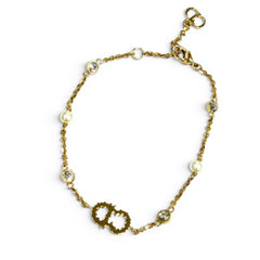 Christian Dior DIOR B3106WOMZI Claire D Lune Bracelet with CD logo, rhinestones, and faux pearls, gold, for women, dust bag — Like New