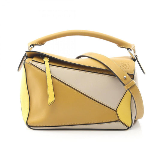 LOEWE Puzzle Bag, small handbag, leather, women's, brown, yellow, beige