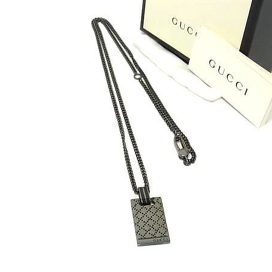 GUCCI Diamante Necklace 341899 Gunmetal Black SV925 for Men and Women