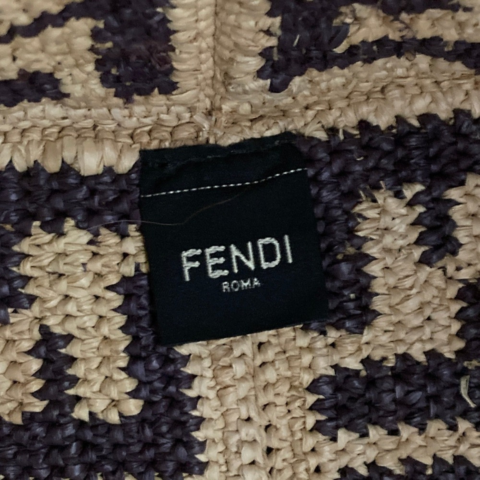 FENDI Roll Small Raffia Tote Bag 8BH424 AS3B Natural Brown Women's — Like New