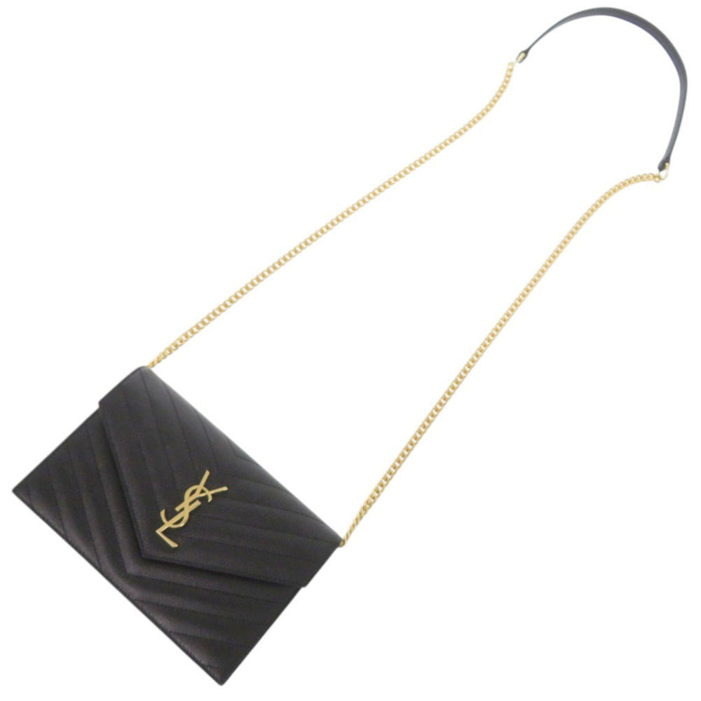 Yves Saint Laurent Like new Saint Laurent Paris Cassandra Envelope Wallet with Chain 742920, black leather chain shoulder bag, 1490 — Like New
