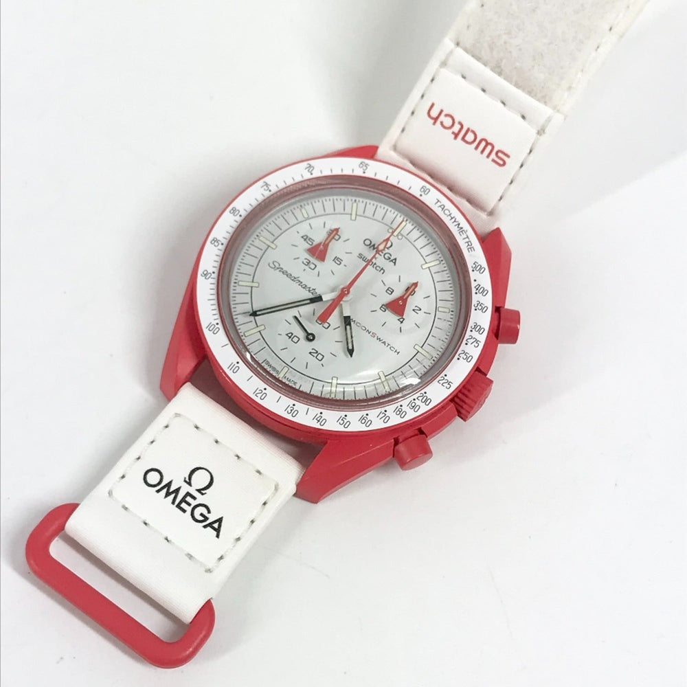 OMEGA Swatch SO33R100 Omega collaboration Moon MISSION TO MARS Mars watch for women, red — Like New