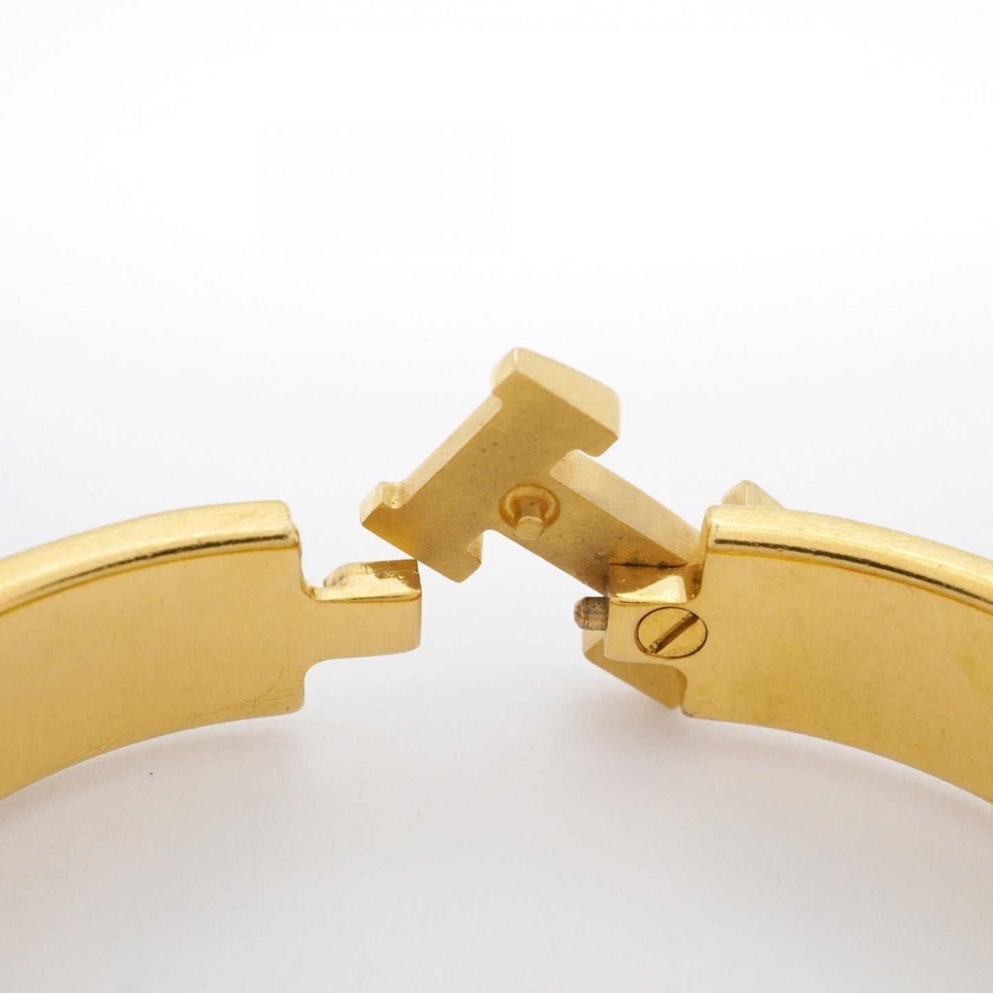 Hermes Hermès Click Clack PM Bangle, GP Plated Gold, Pink Beige, Women's