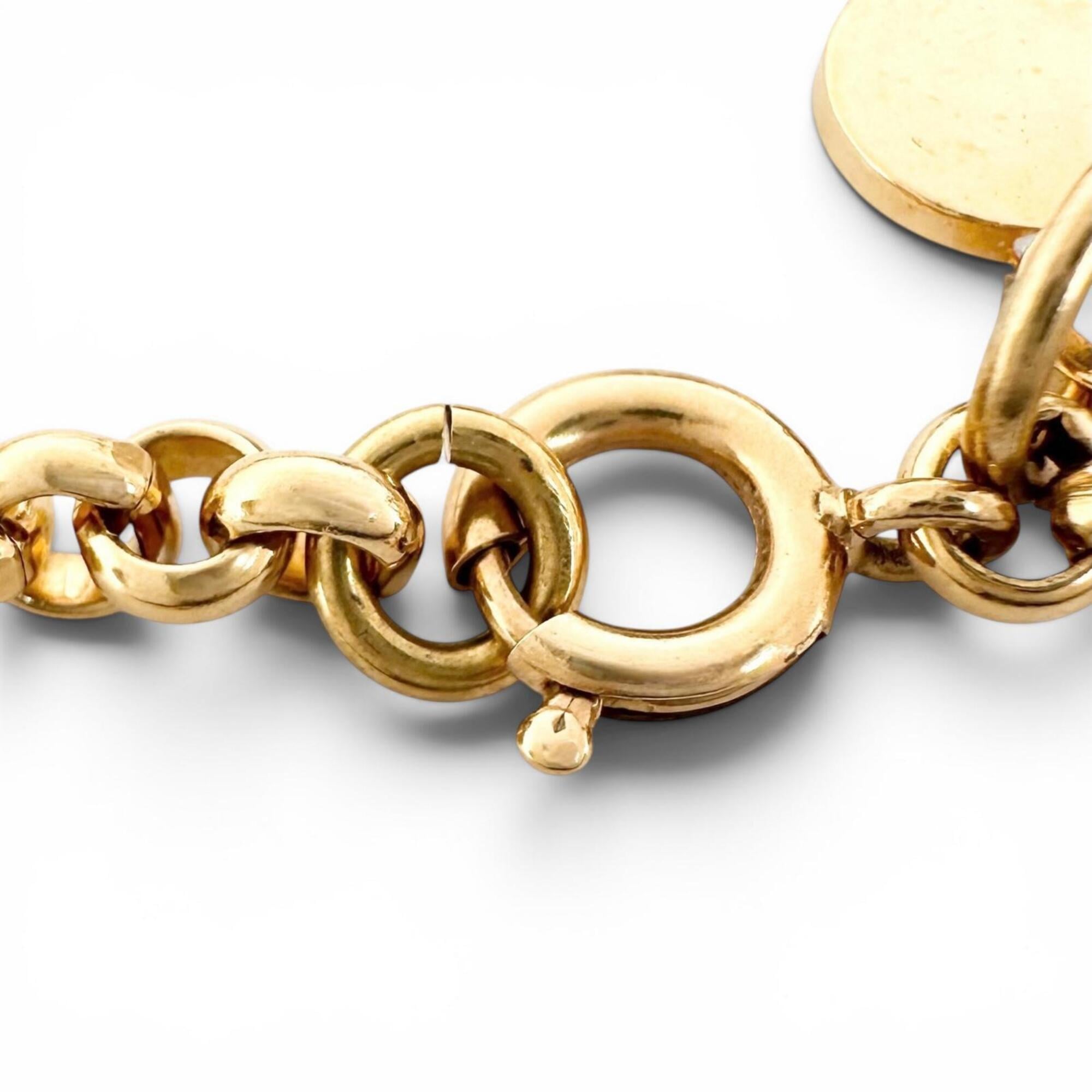 CELINE Vintage Faux Pearl Plated Circle Logo Bracelet, Gold, Made in France, Women's — Like New