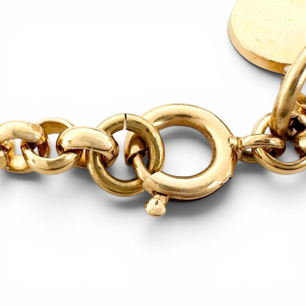 CELINE Vintage Faux Pearl Plated Circle Logo Bracelet, Gold, Made in France, Women's — Like New