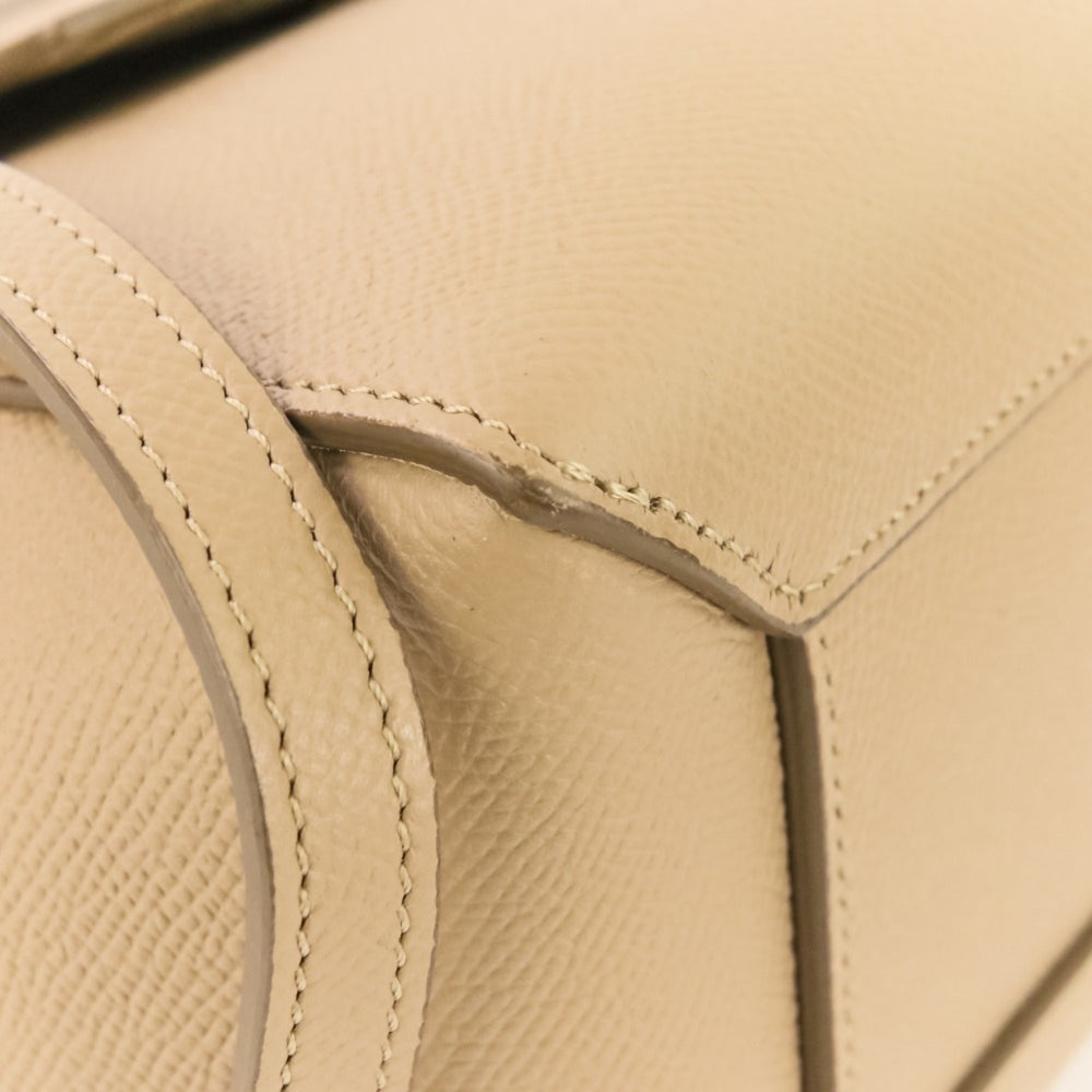 CELINE Belt Bag Nano 2-way shoulder bag, grained calfskin, beige, women's — Like New