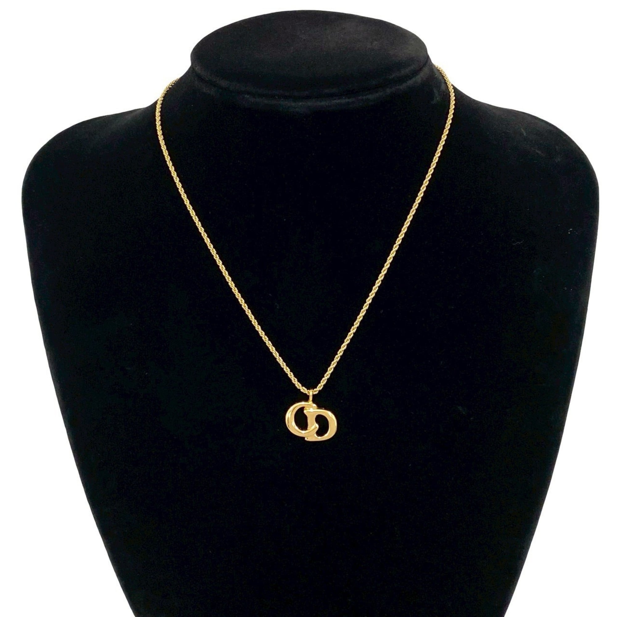 Christian Dior CD GP Necklace Pendant Choker Gold 74784