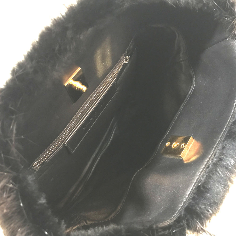 Balenciaga cable bag fur tote Hand Bag Black — Like New