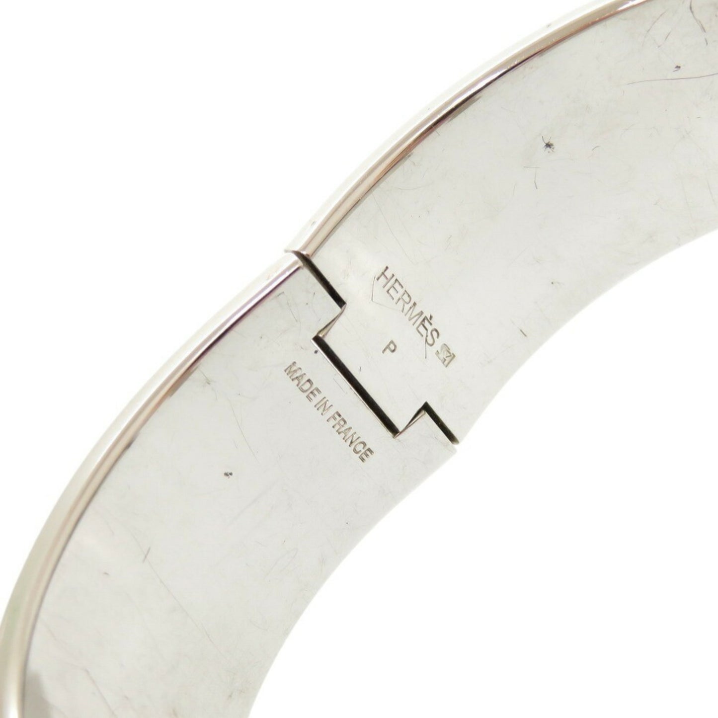 Hermes H motif Click Clack GM metal white silver P stamp (made in 2012) bracelet bangle 1053HERMES