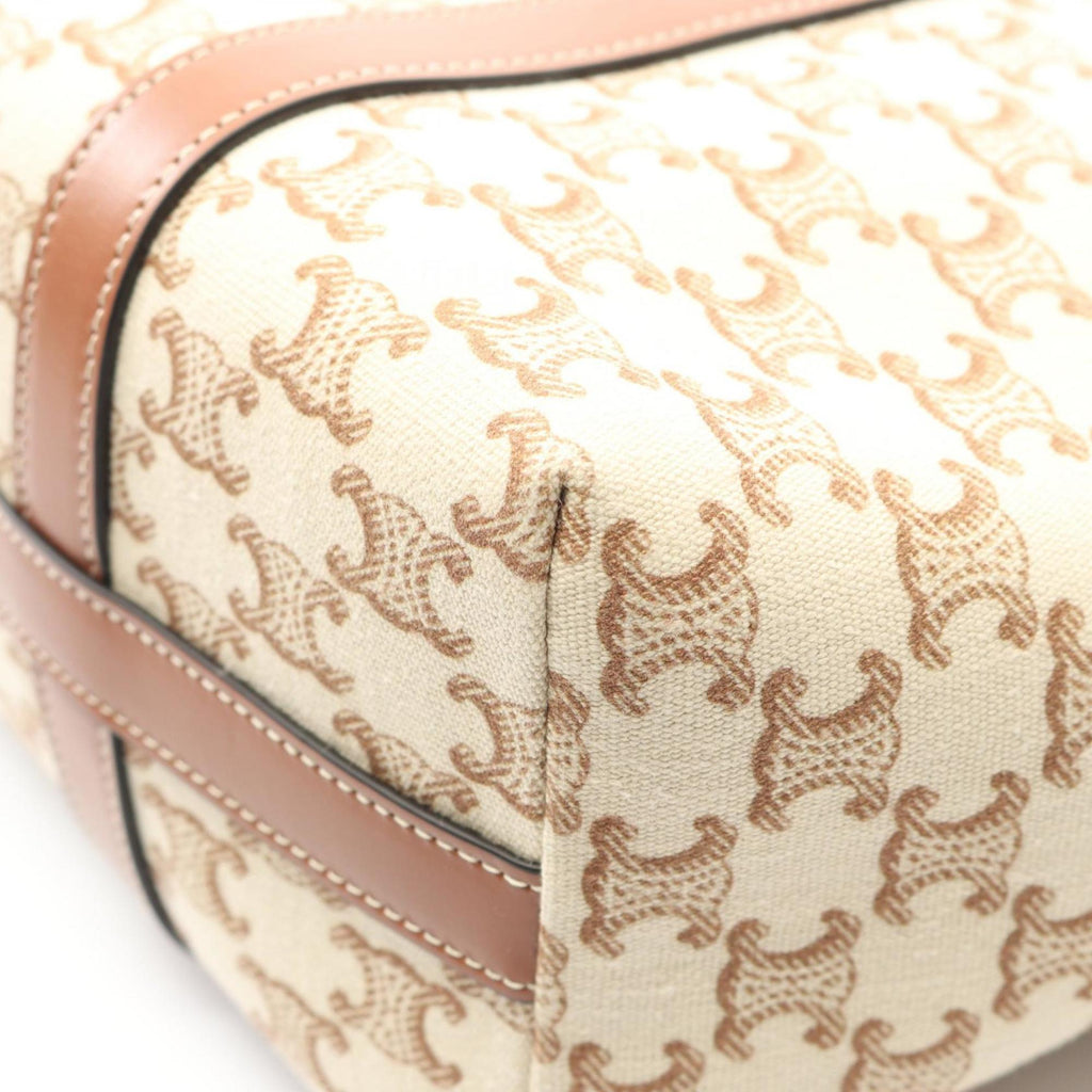 Celine Triomphe Museum Bag Tote Bag, canvas and leather, women's, beige brown, 194542EY7