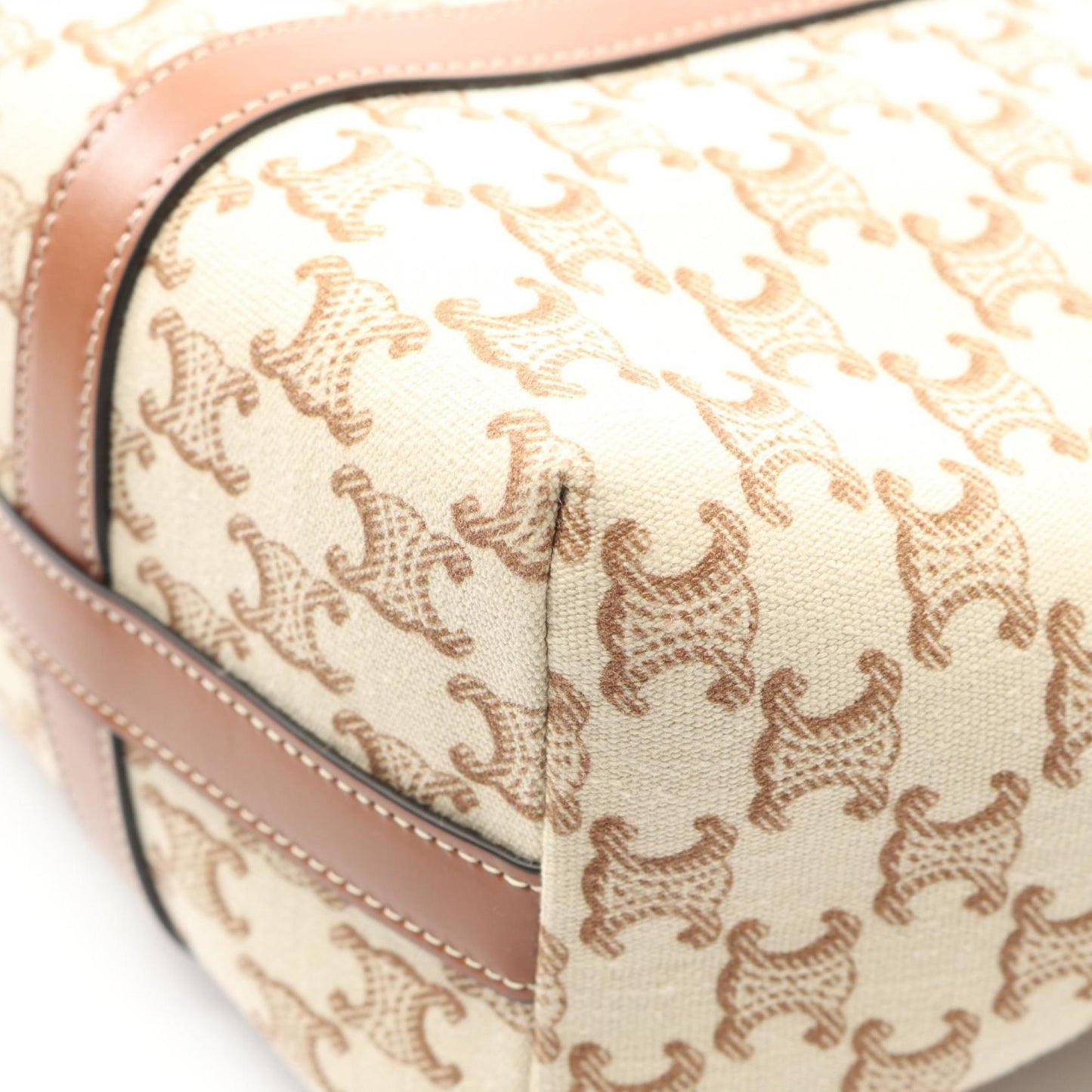 Celine Triomphe Museum Bag Tote Bag, canvas and leather, women's, beige brown, 194542EY7