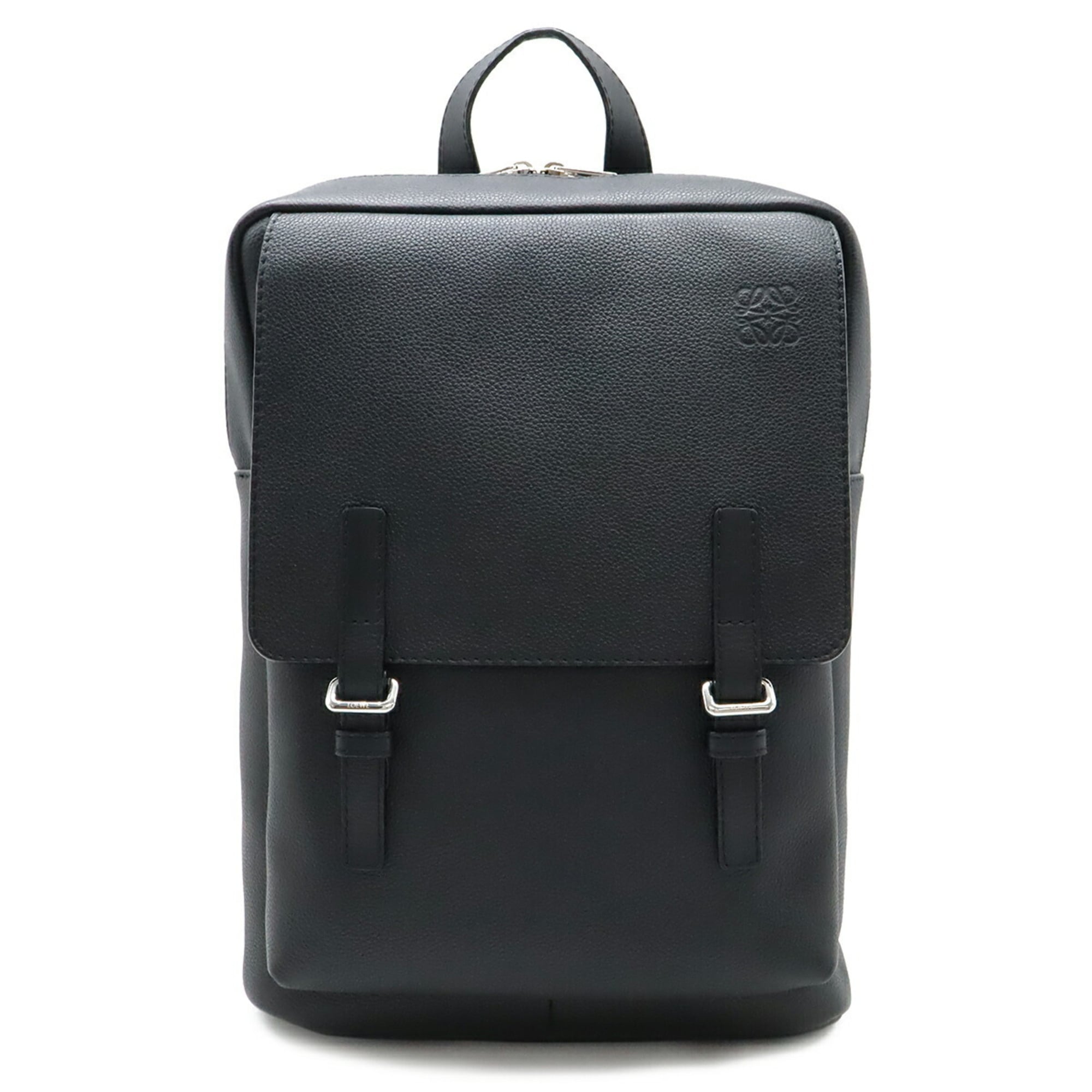 LOEWE Anagram Military Backpack in Black Leather (B553J18X01)