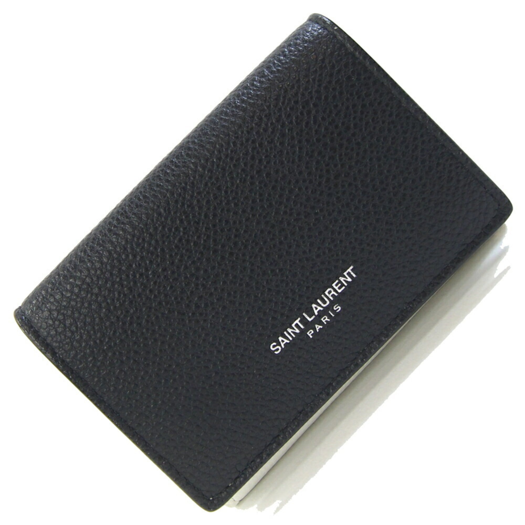 Saint Laurent Tri-fold Wallet 459996 White/Black Leather Compact Wallet/Mini Two-Tone Men's/Women's SAINT LAURENT