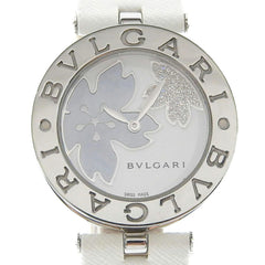 BVLGARI B-zero1 Watch BZ30FDSL Stainless Steel x Leather Flower Quartz Analog Display White Shell Dial Women's — Very Good