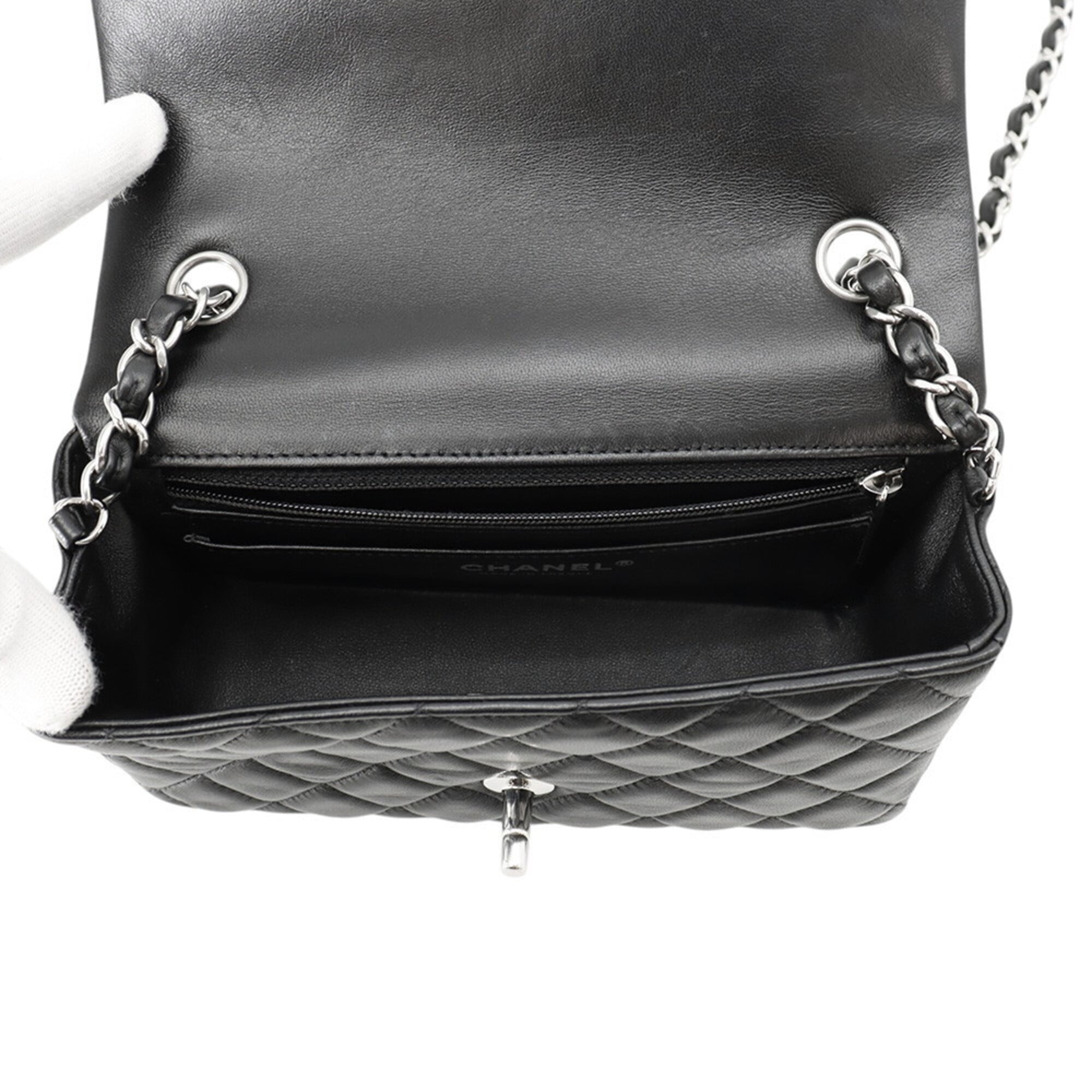 Chanel Chain Shoulder Bag Mini Matelassé Coco Mark Lambskin A69900 CHANEL Handbag Black Women's — Like New