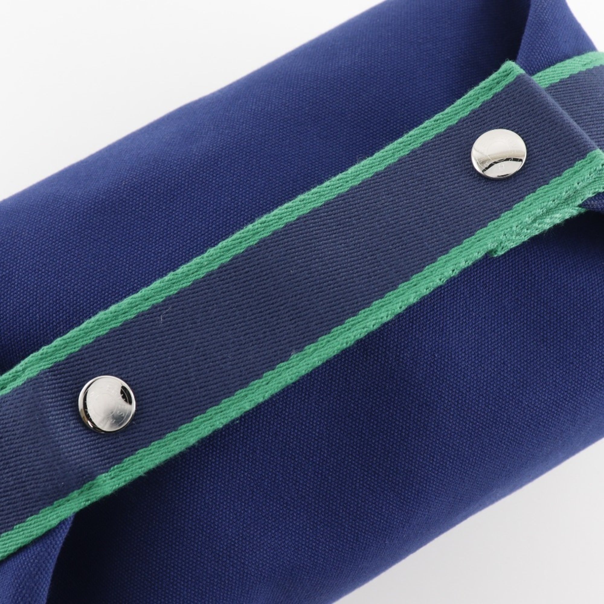 Hermes Hermès BRIDE A BLACK GM handbag in bluemarine and green canvas with zipper. Unisex — New - Store Return