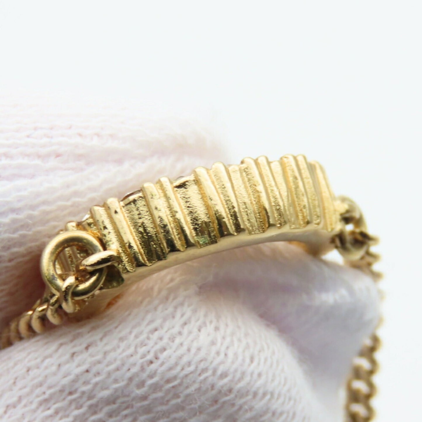 Christian Dior Necklace, Metal, Rhinestone, Gold Plated, GP, Women's,